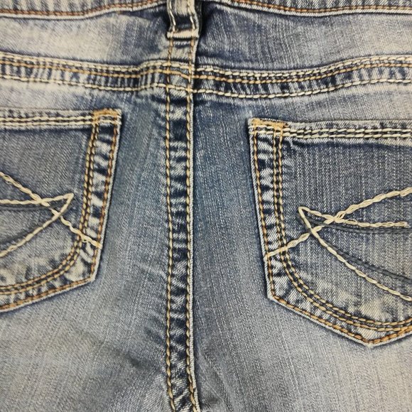 Silver Womens Jeans Eden Flare Blue Denim Light Wash Low Rise Embroidered 29 - Picture 6 of 15